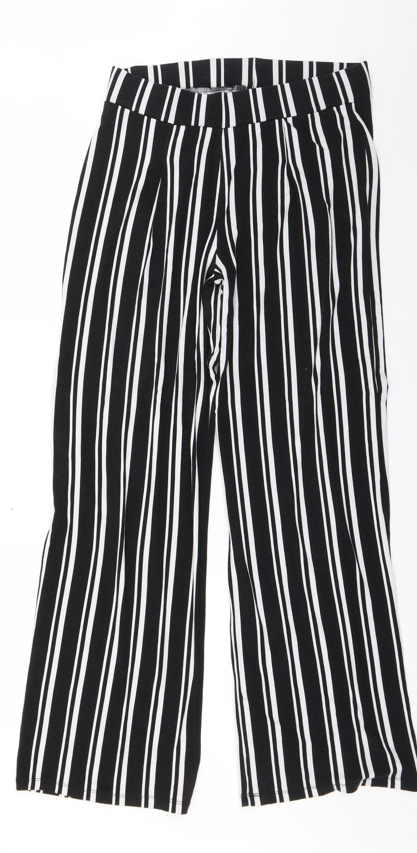 Peacocks Womens Black Striped  Trousers  Size 12 L29.5 in