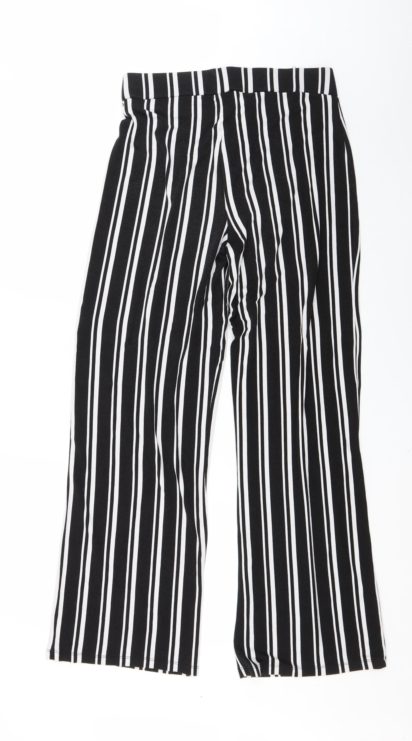 Peacocks Womens Black Striped  Trousers  Size 12 L29.5 in
