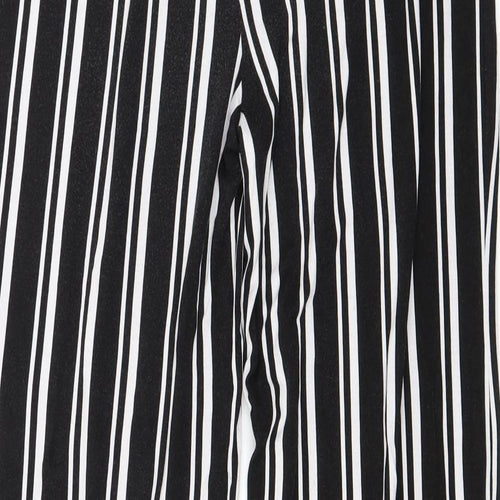 Peacocks Womens Black Striped  Trousers  Size 12 L29.5 in