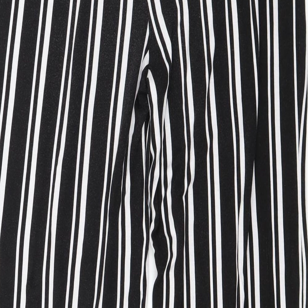 Peacocks Womens Black Striped  Trousers  Size 12 L29.5 in