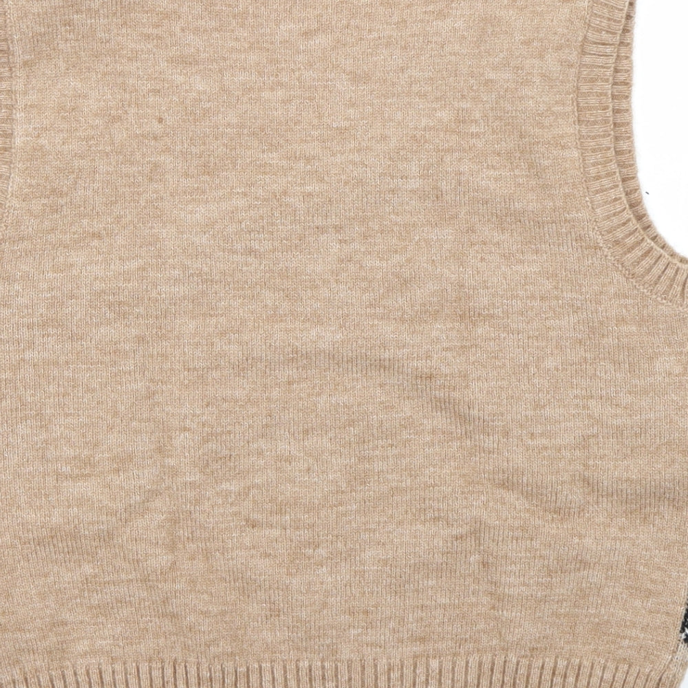 SheIn Womens Brown Check  Vest Jumper One Size