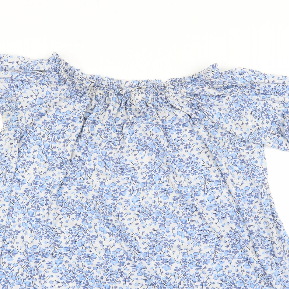 H&M Womens Blue Floral  T-Shirt Dress  Size S