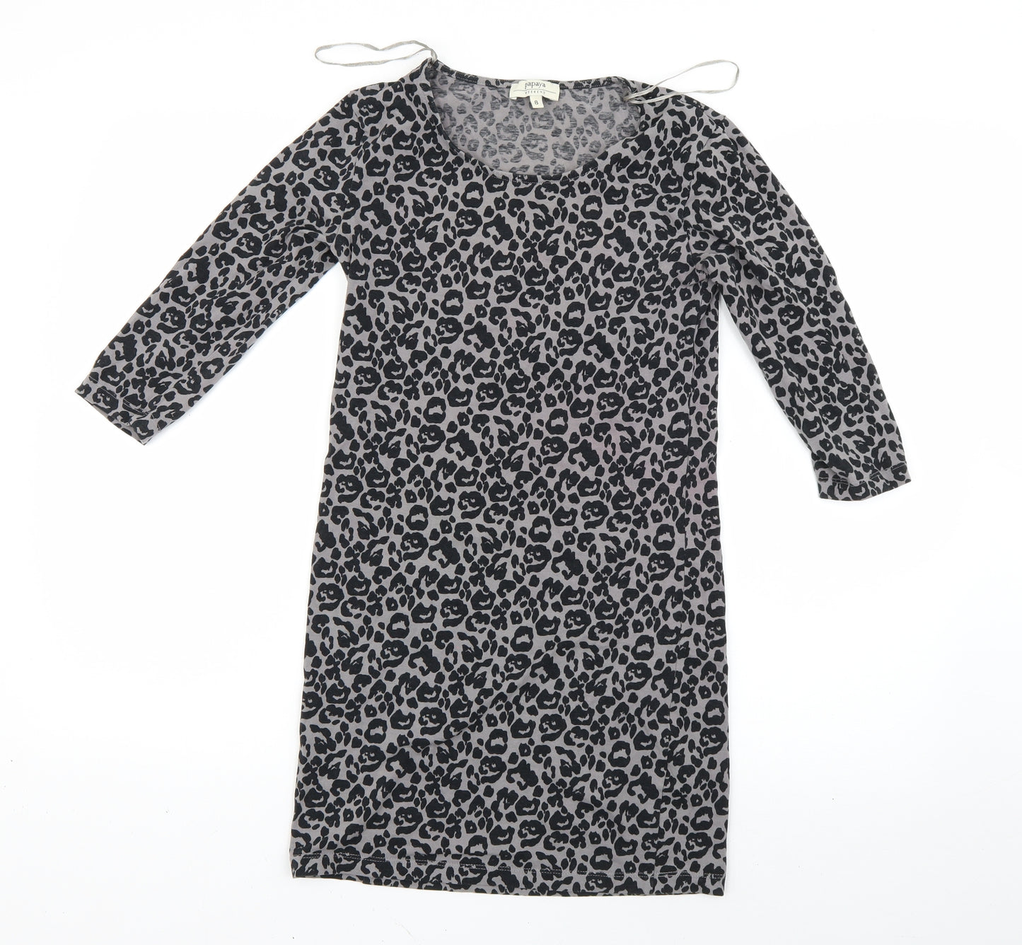 Matalan Womens Grey Animal Print  Basic T-Shirt Size 8