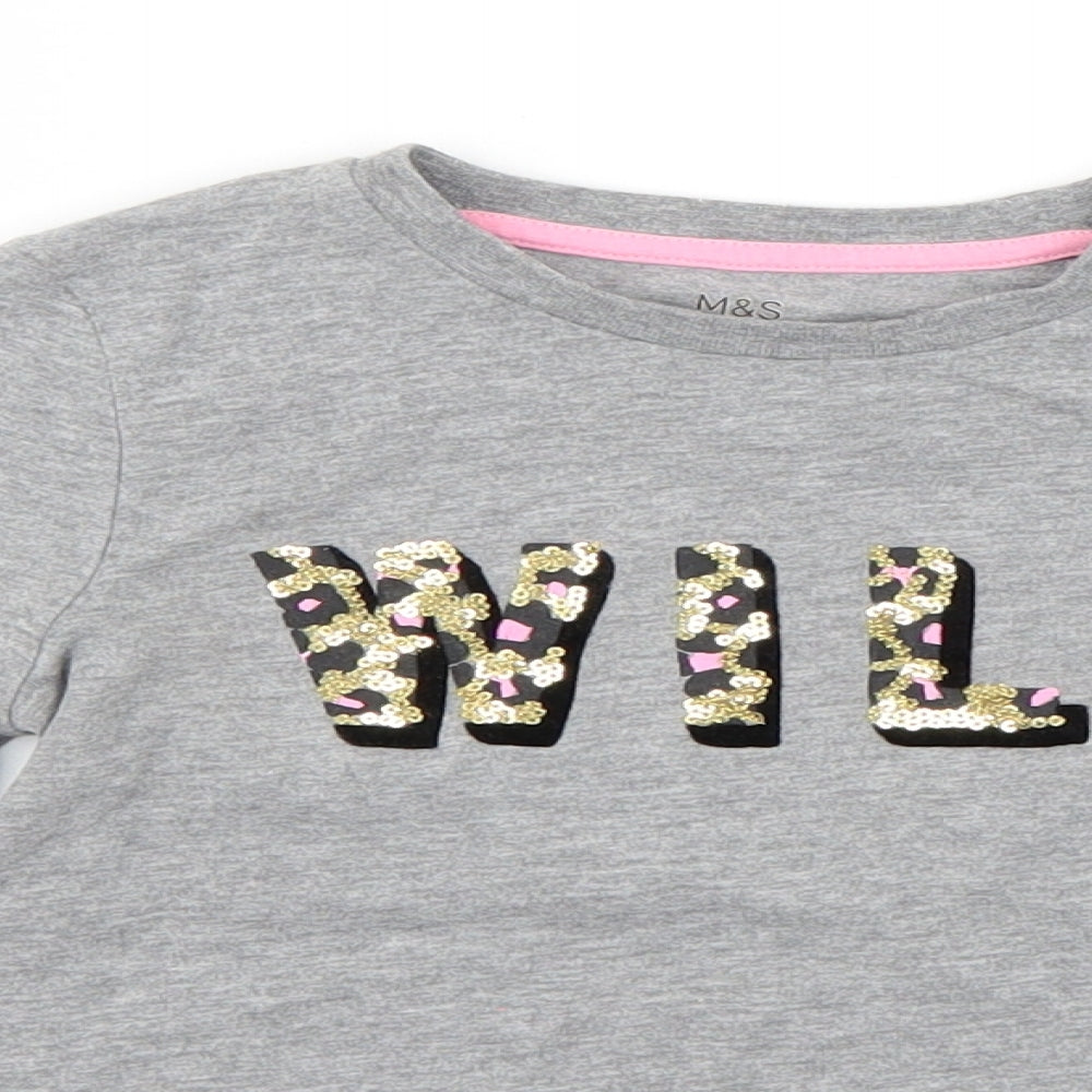 Marks and Spencer Girls Grey   Basic T-Shirt Size 6-7 Years