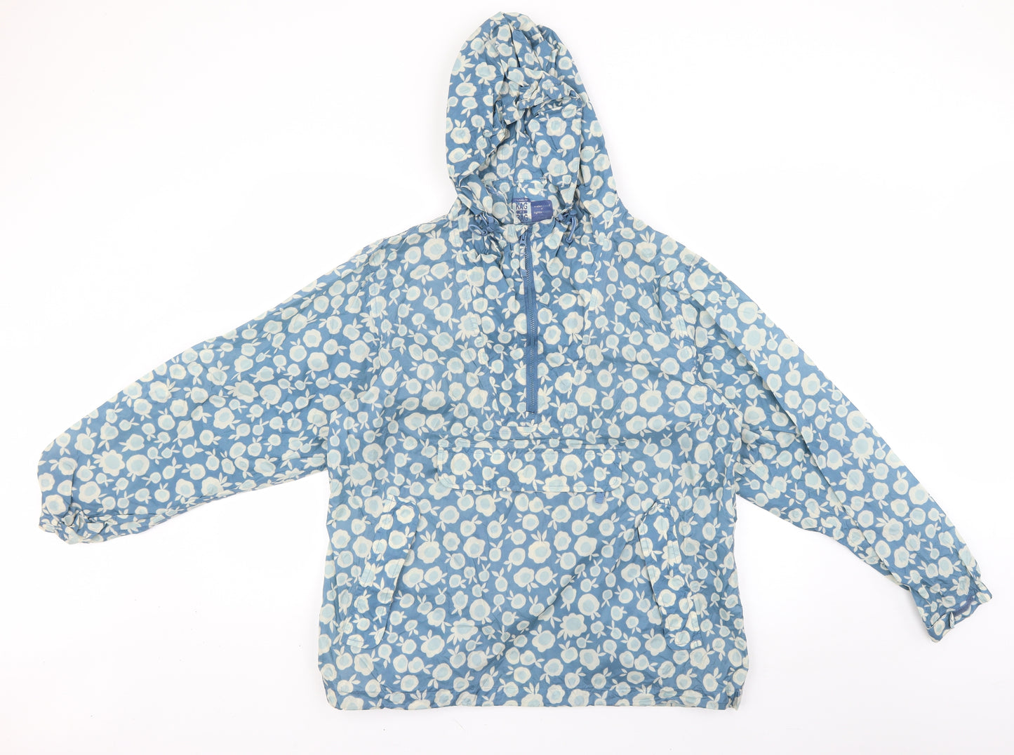 kag in a bag Womens Blue Floral  Anorak Coat Size L