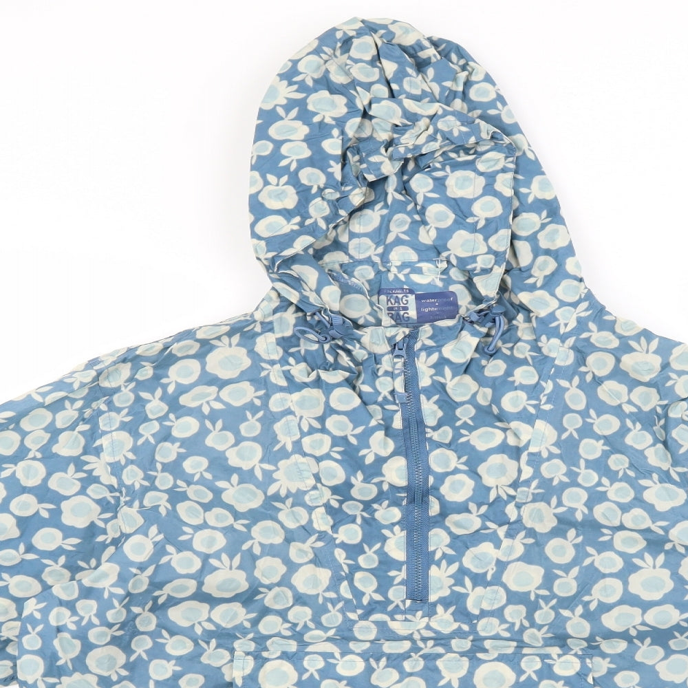 kag in a bag Womens Blue Floral  Anorak Coat Size L