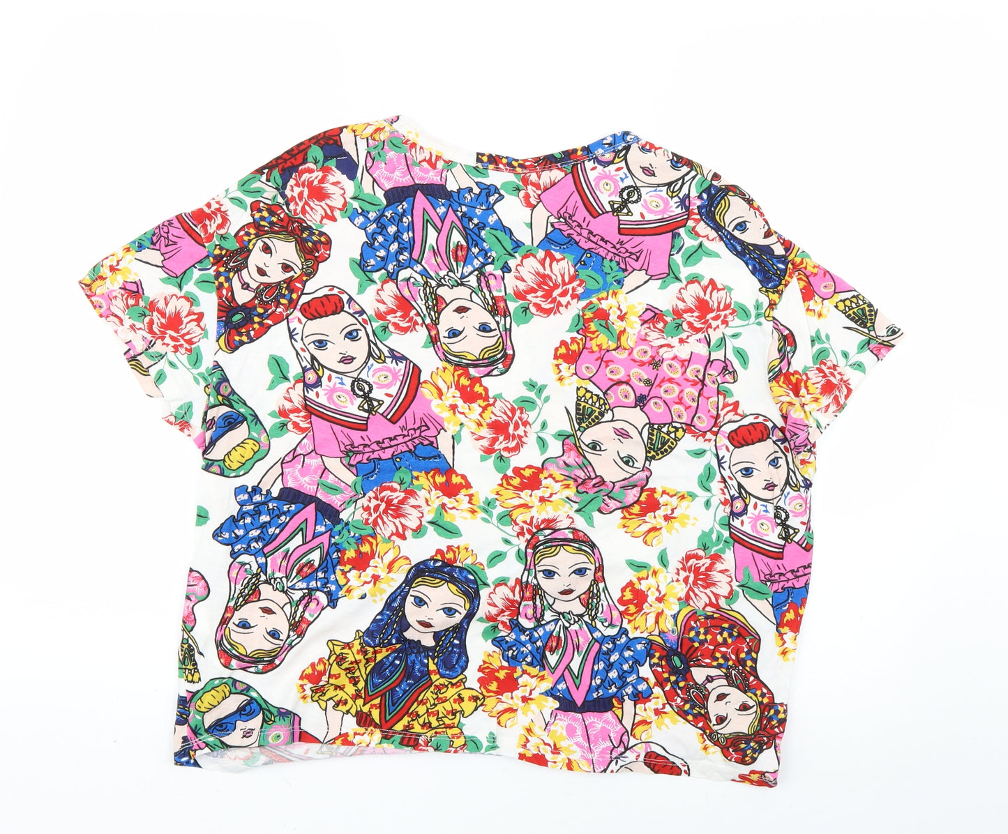 Zara Womens Multicoloured Argyle/Diamond  Basic T-Shirt Size M