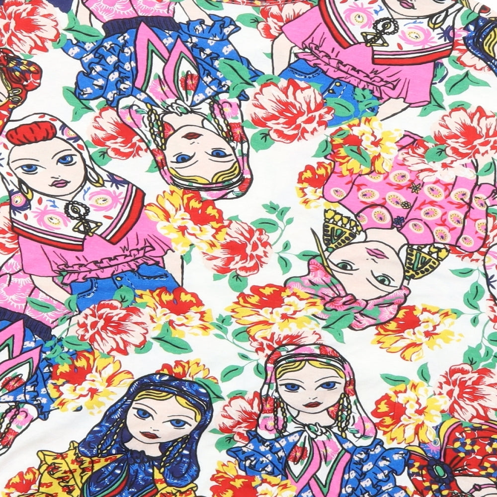 Zara Womens Multicoloured Argyle/Diamond  Basic T-Shirt Size M