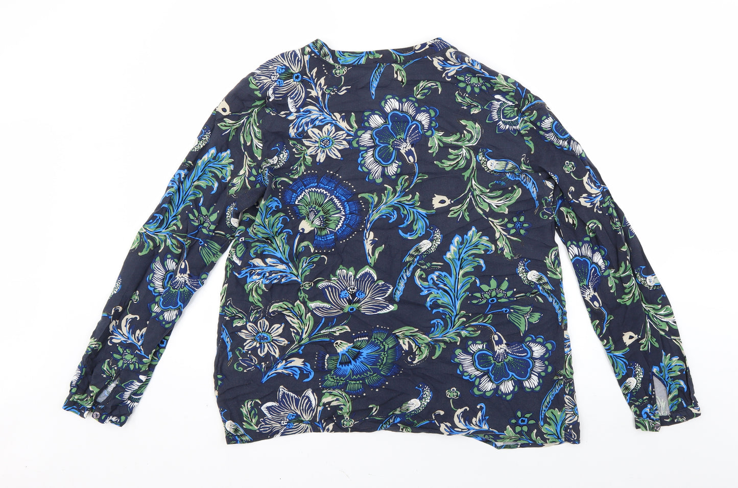 Milano Womens Blue Floral  Basic Blouse Size 10