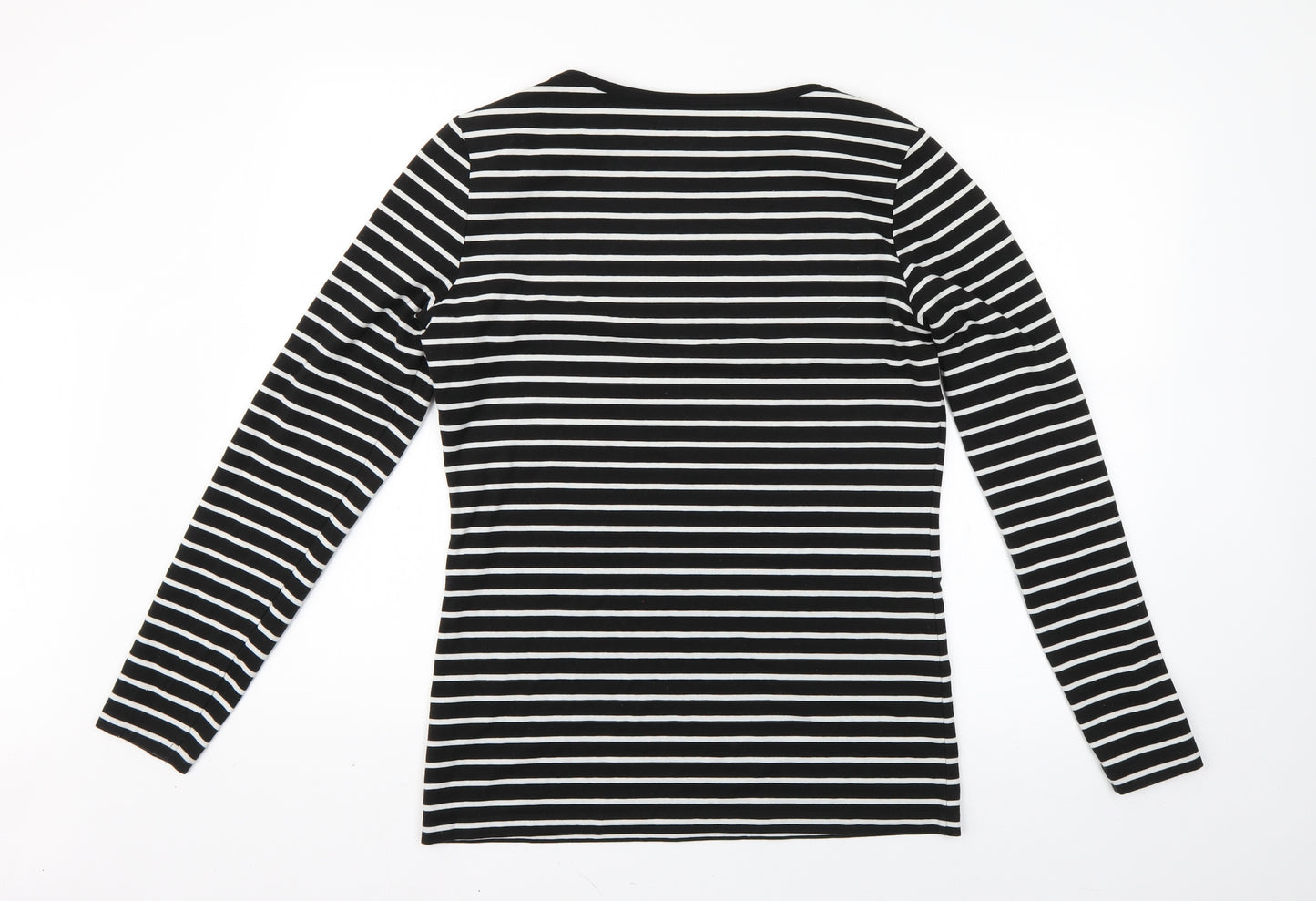 TU Womens Black Striped  Basic T-Shirt Size 16