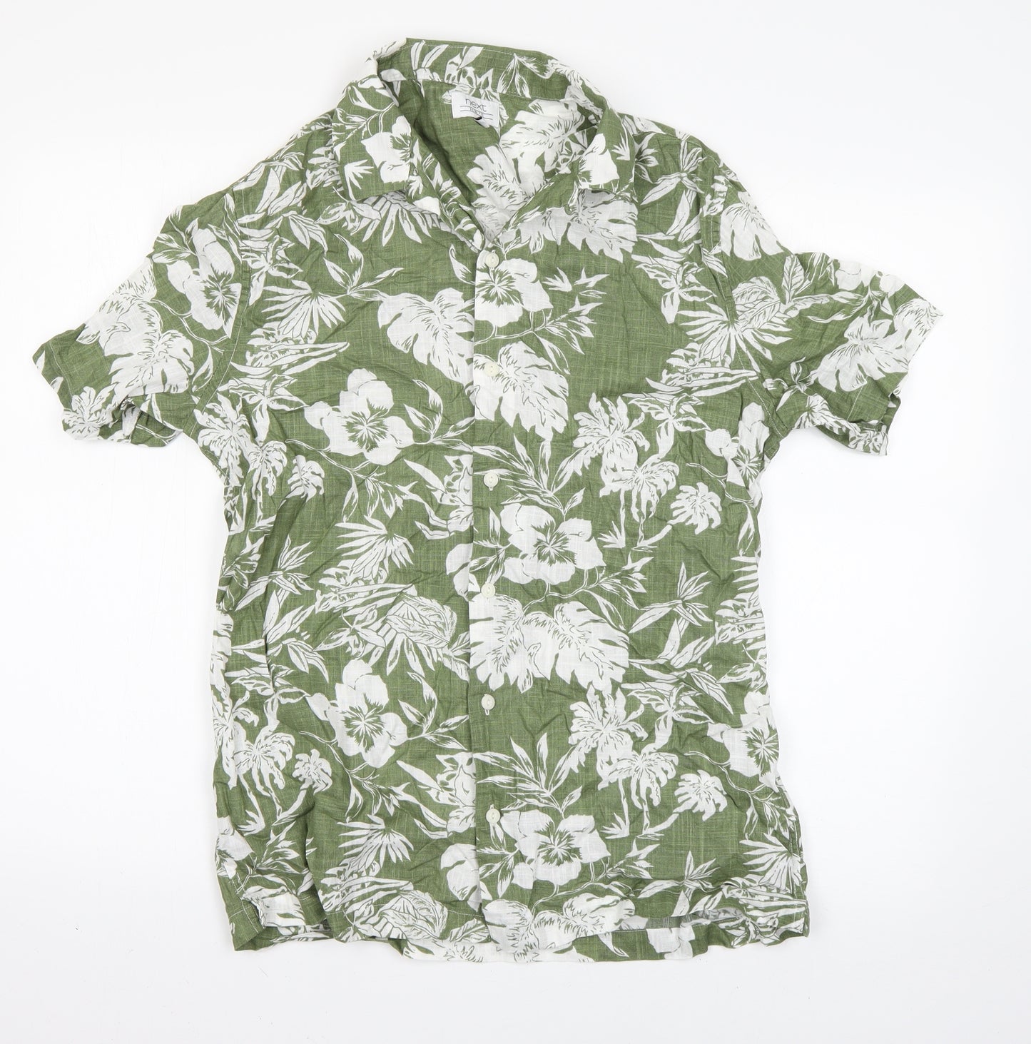 NEXT Mens Green Floral   Button-Up Size M