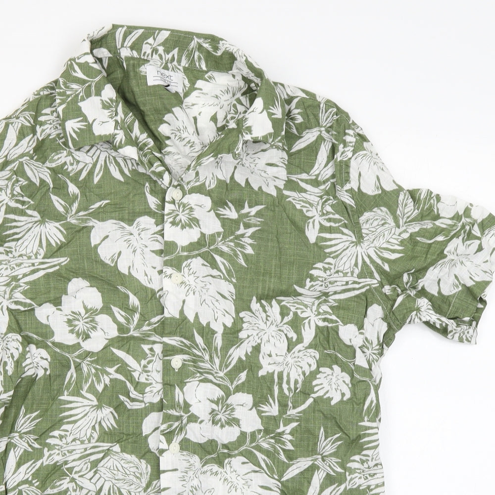 NEXT Mens Green Floral   Button-Up Size M