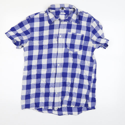 JACK & JONES Mens Blue Check   Button-Up Size L