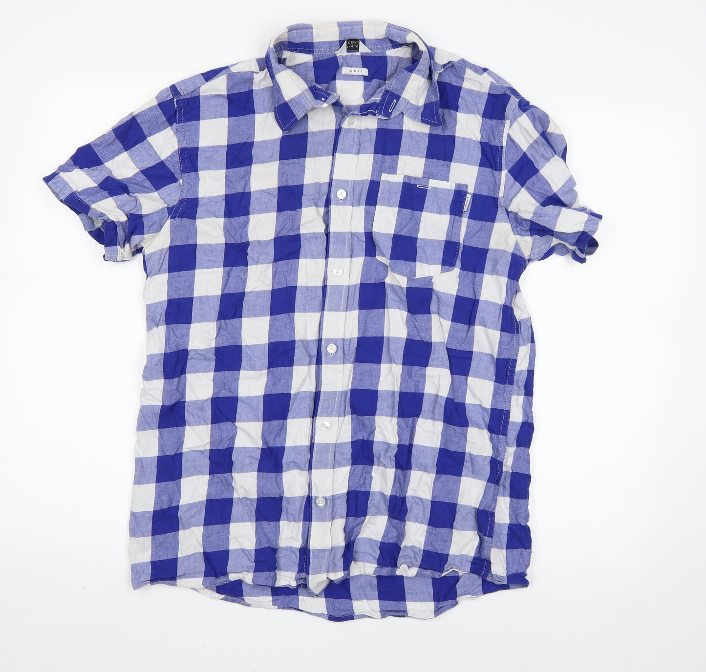 JACK & JONES Mens Blue Check   Button-Up Size L