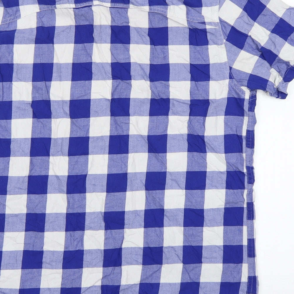 JACK & JONES Mens Blue Check   Button-Up Size L
