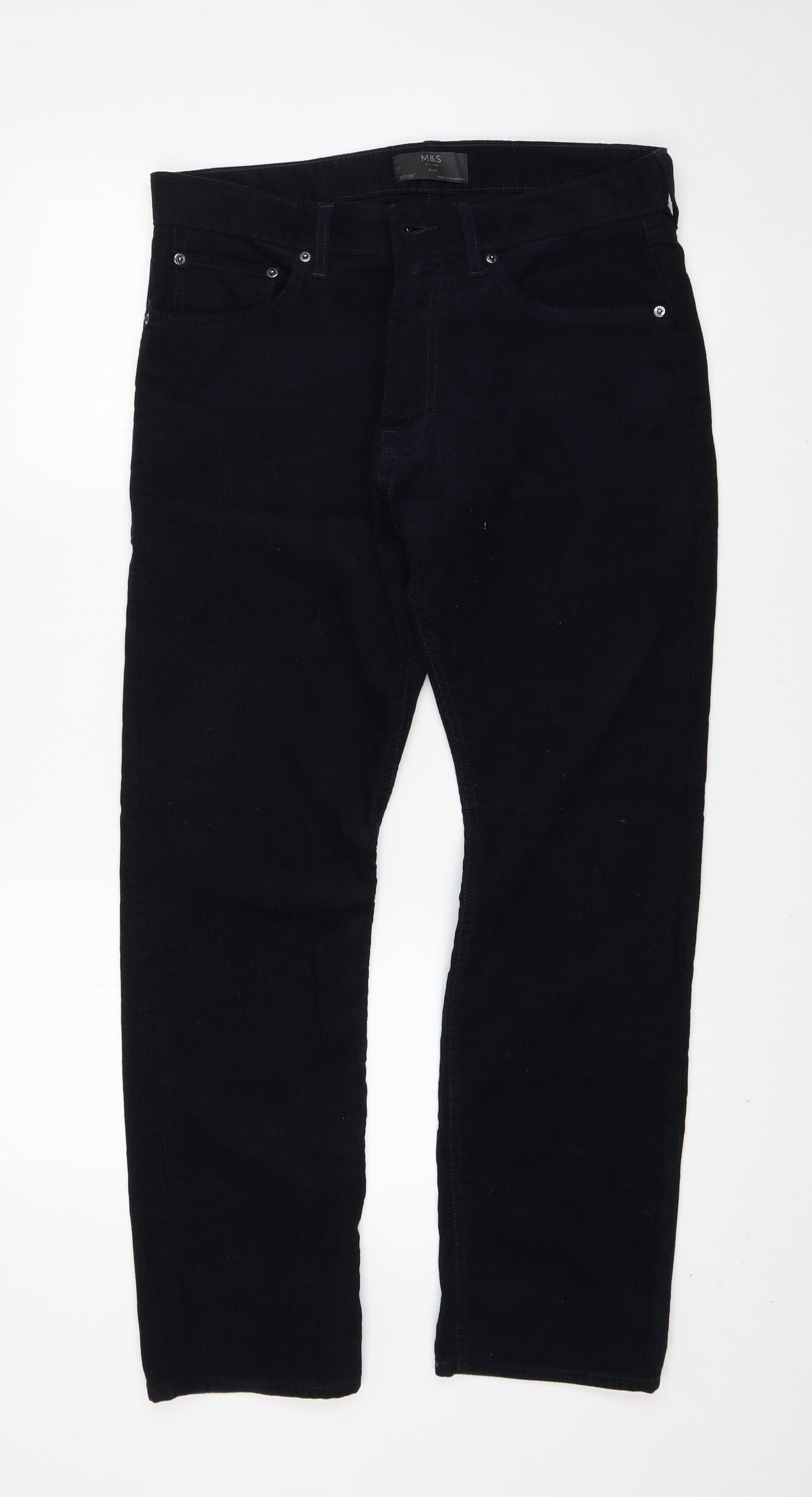 Marks and Spencer Mens Blue  Corduroy Straight Jeans Size 32 L30 in