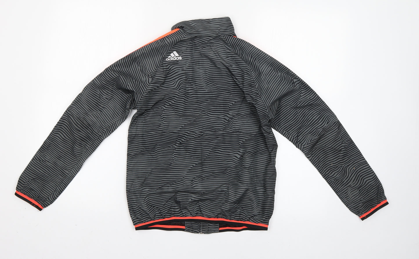 adidas Boys Grey Striped  Basic Jacket Jacket Size 9-10 Years  - Manchester United