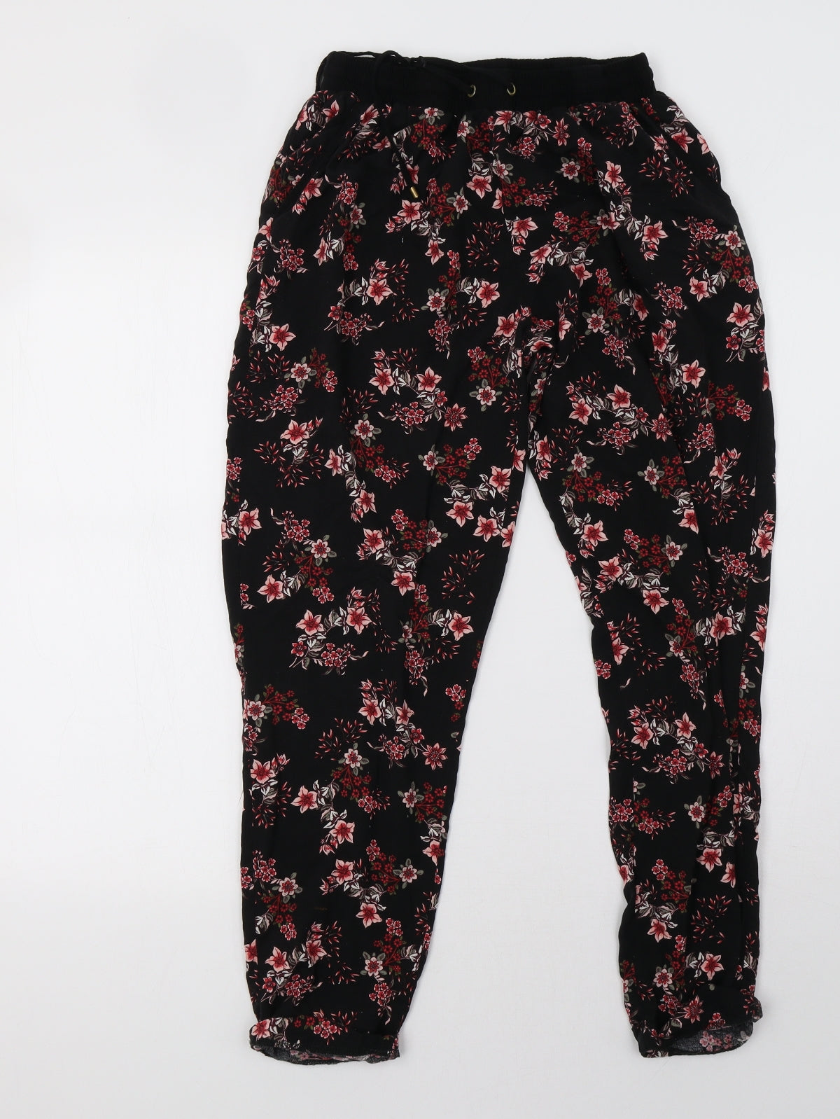 F&F Womens Black Floral  Trousers  Size 12 L29 in