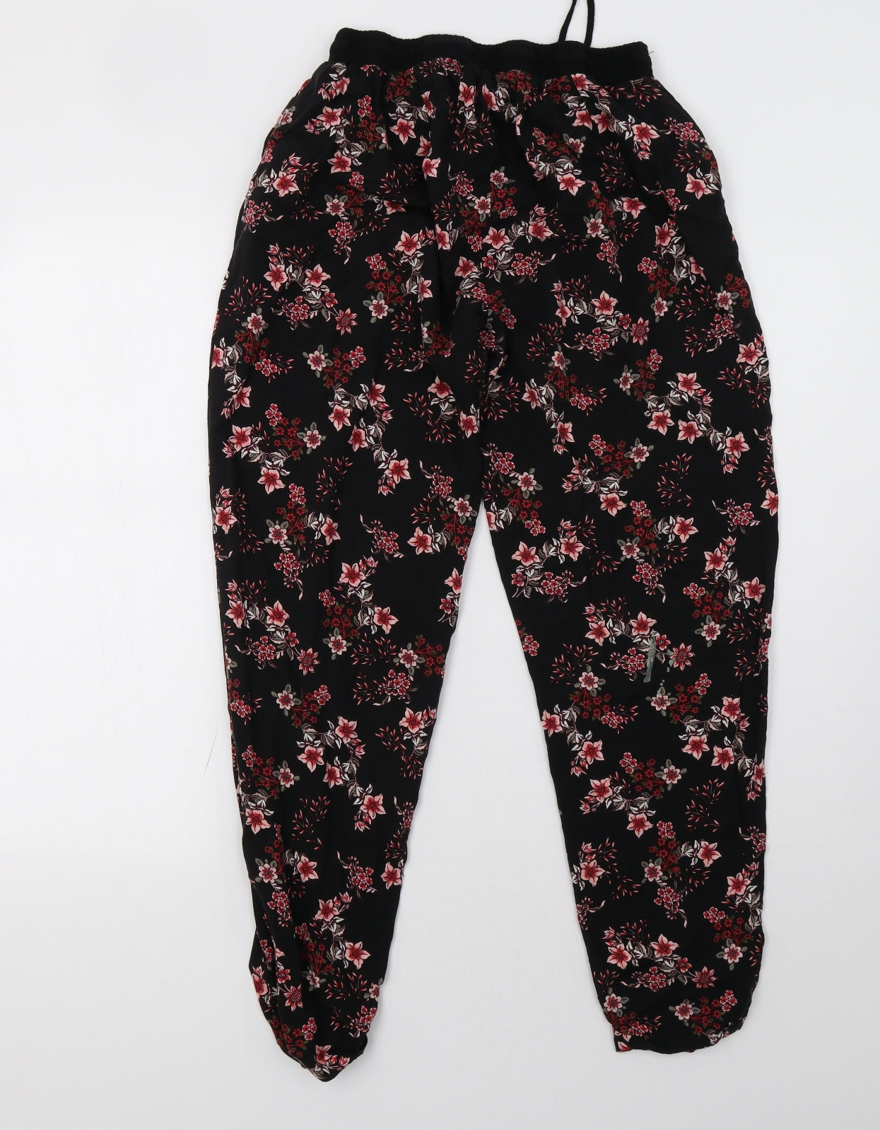 F&F Womens Black Floral  Trousers  Size 12 L29 in