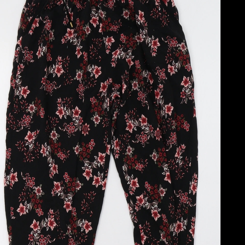 F&F Womens Black Floral  Trousers  Size 12 L29 in