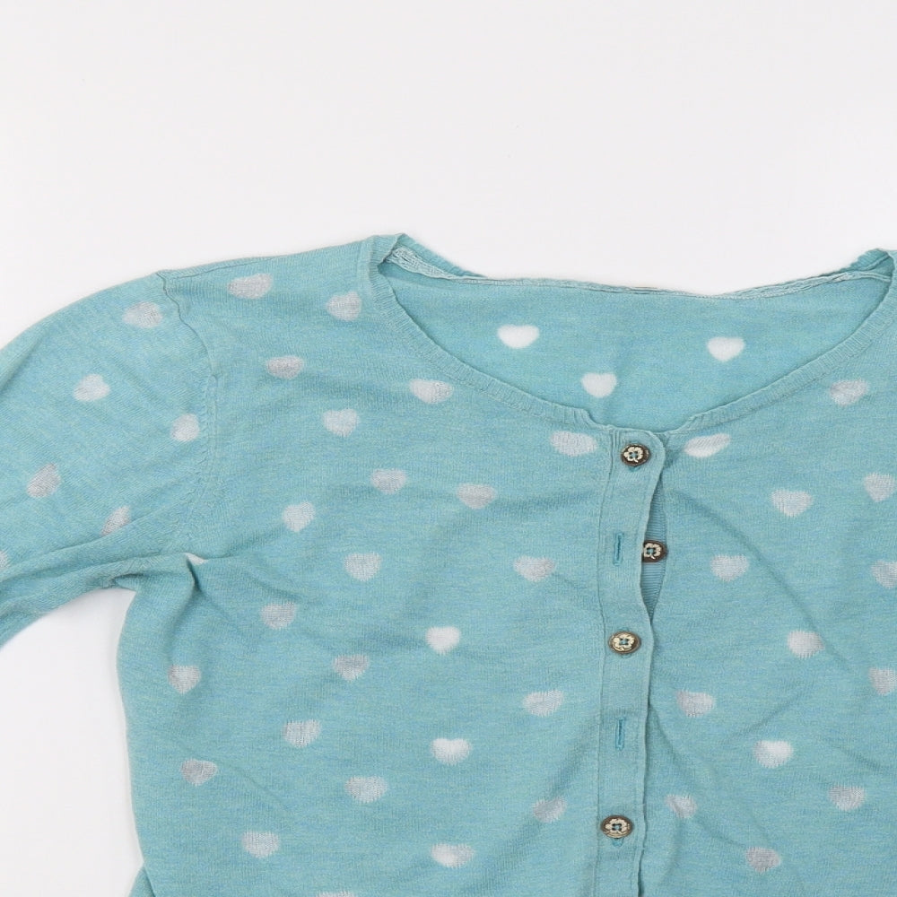 White Stuff Womens Blue Polka Dot  Cardigan Jumper Size 12