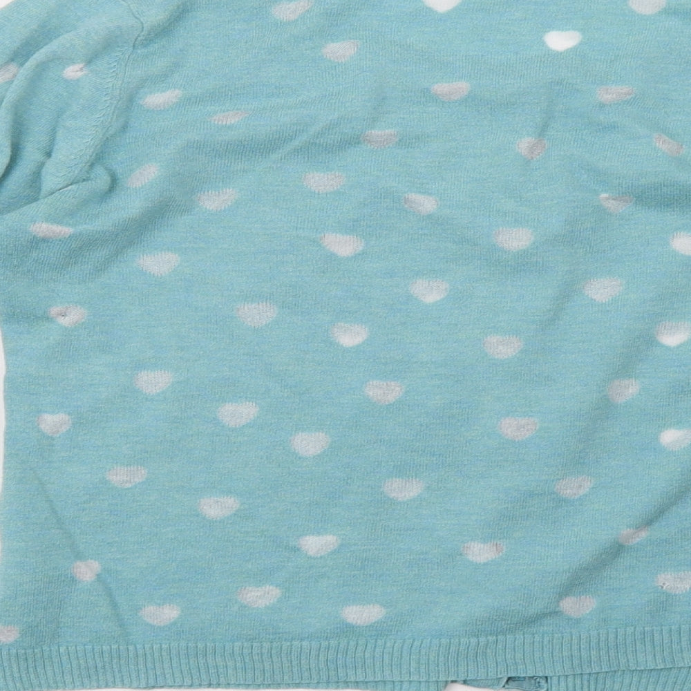 White Stuff Womens Blue Polka Dot  Cardigan Jumper Size 12