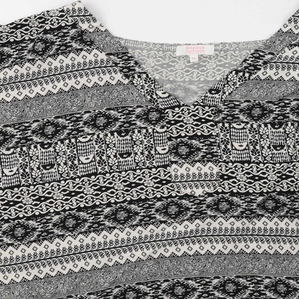 Matalan Womens Grey Geometric  Basic T-Shirt Size XL