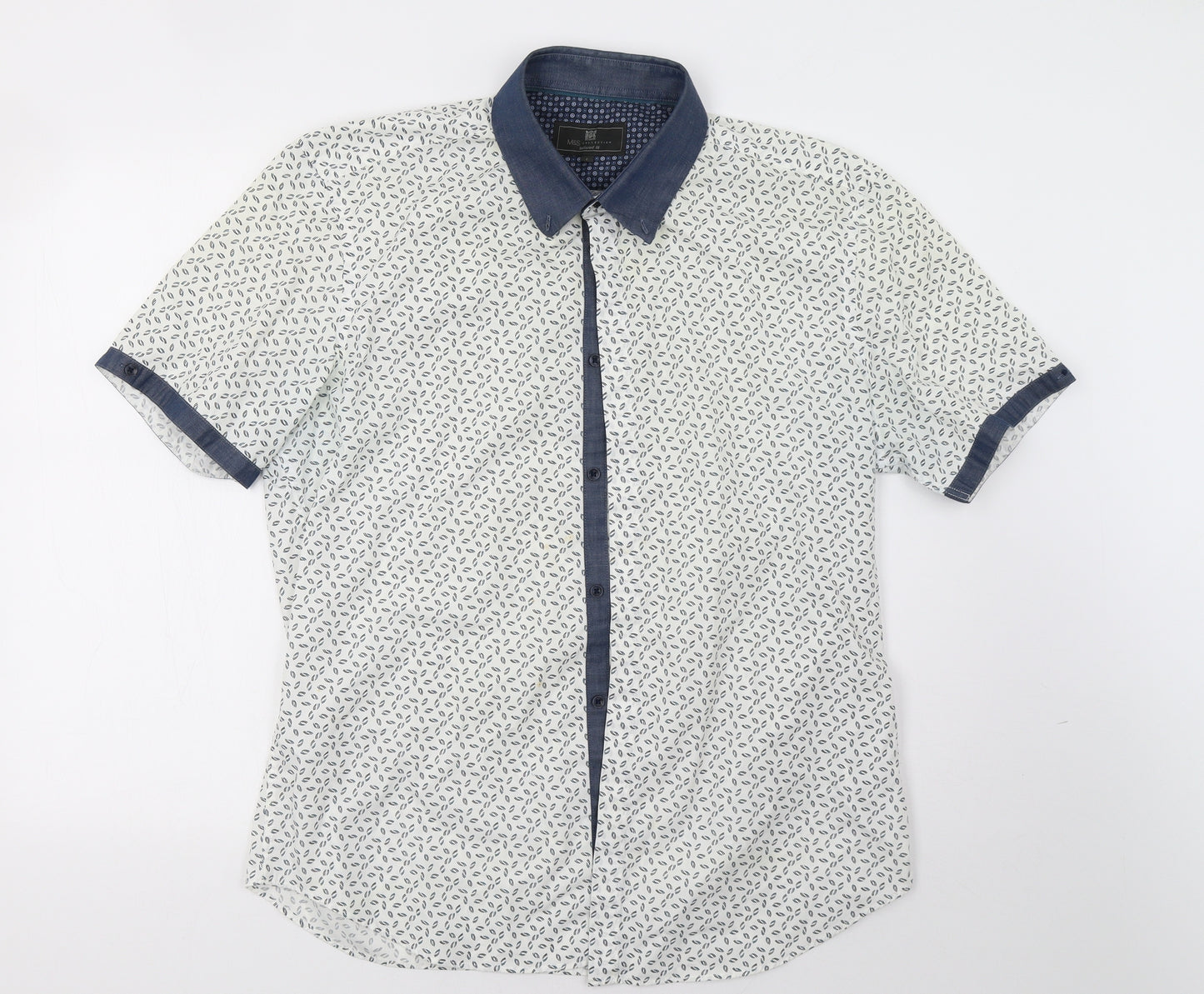 Marks and Spencer Mens White Polka Dot   Polo Size L