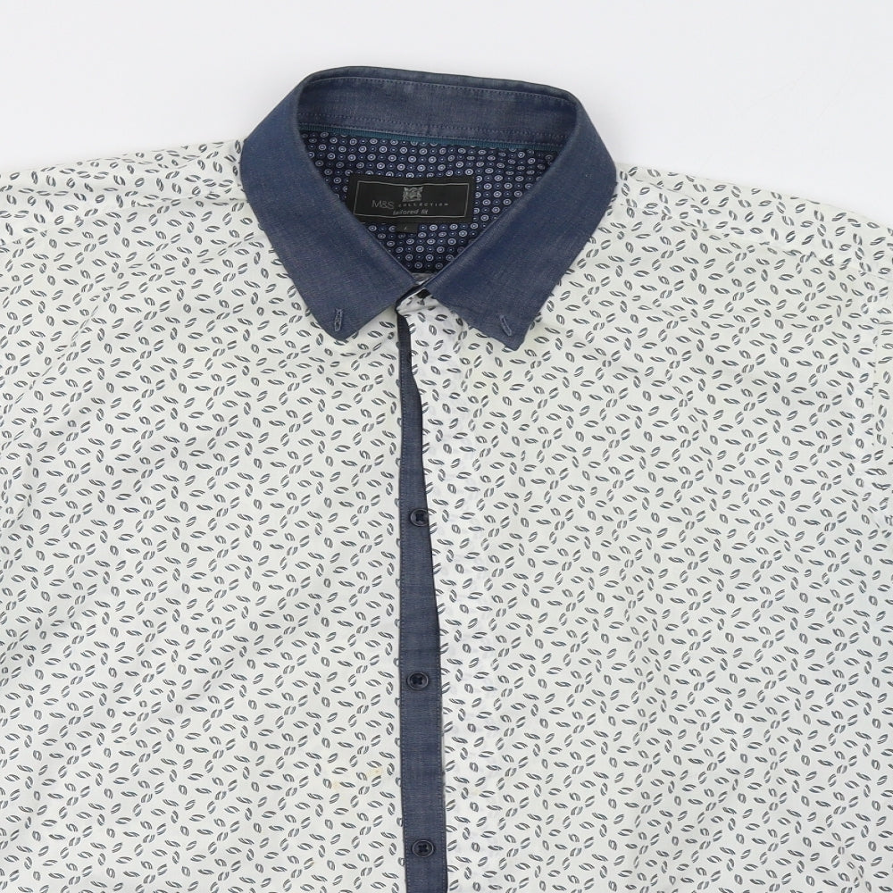 Marks and Spencer Mens White Polka Dot   Polo Size L