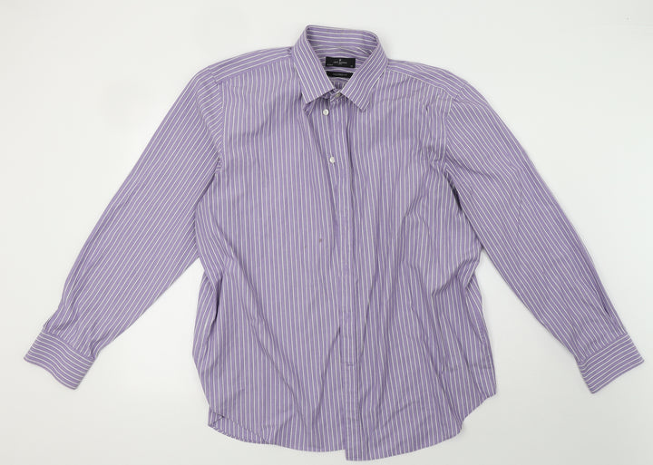 Debenhams Mens Purple Striped Button-Up Size 18