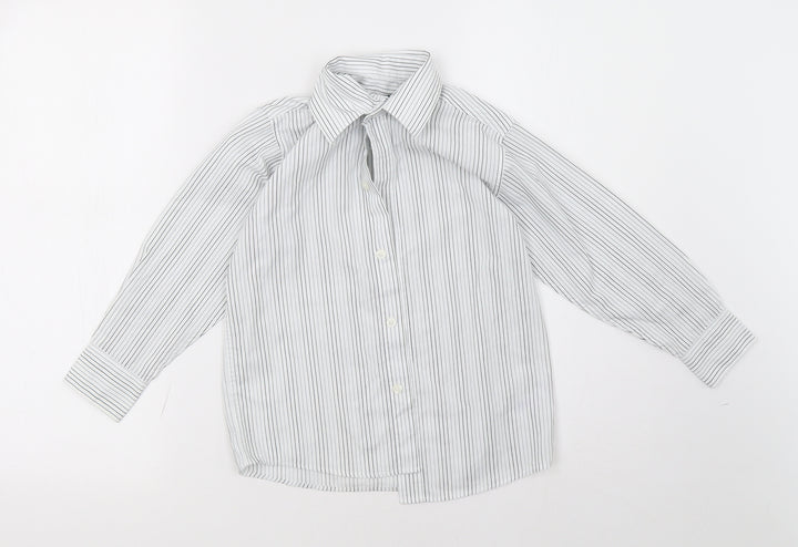 duck&dodge Boys White Striped  Basic Button-Up Size 6 Years