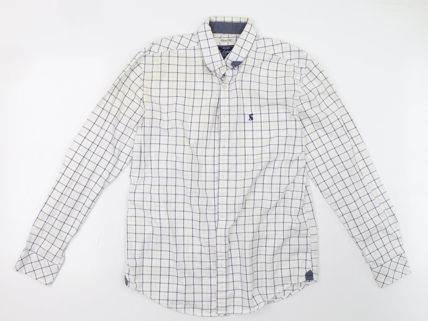 Joules Mens White Check   Polo Size M