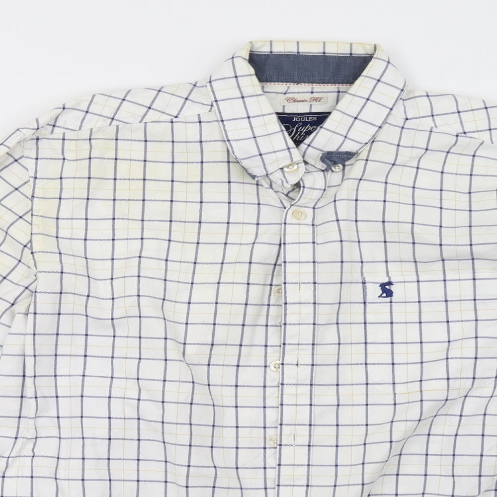 Joules Mens White Check   Polo Size M