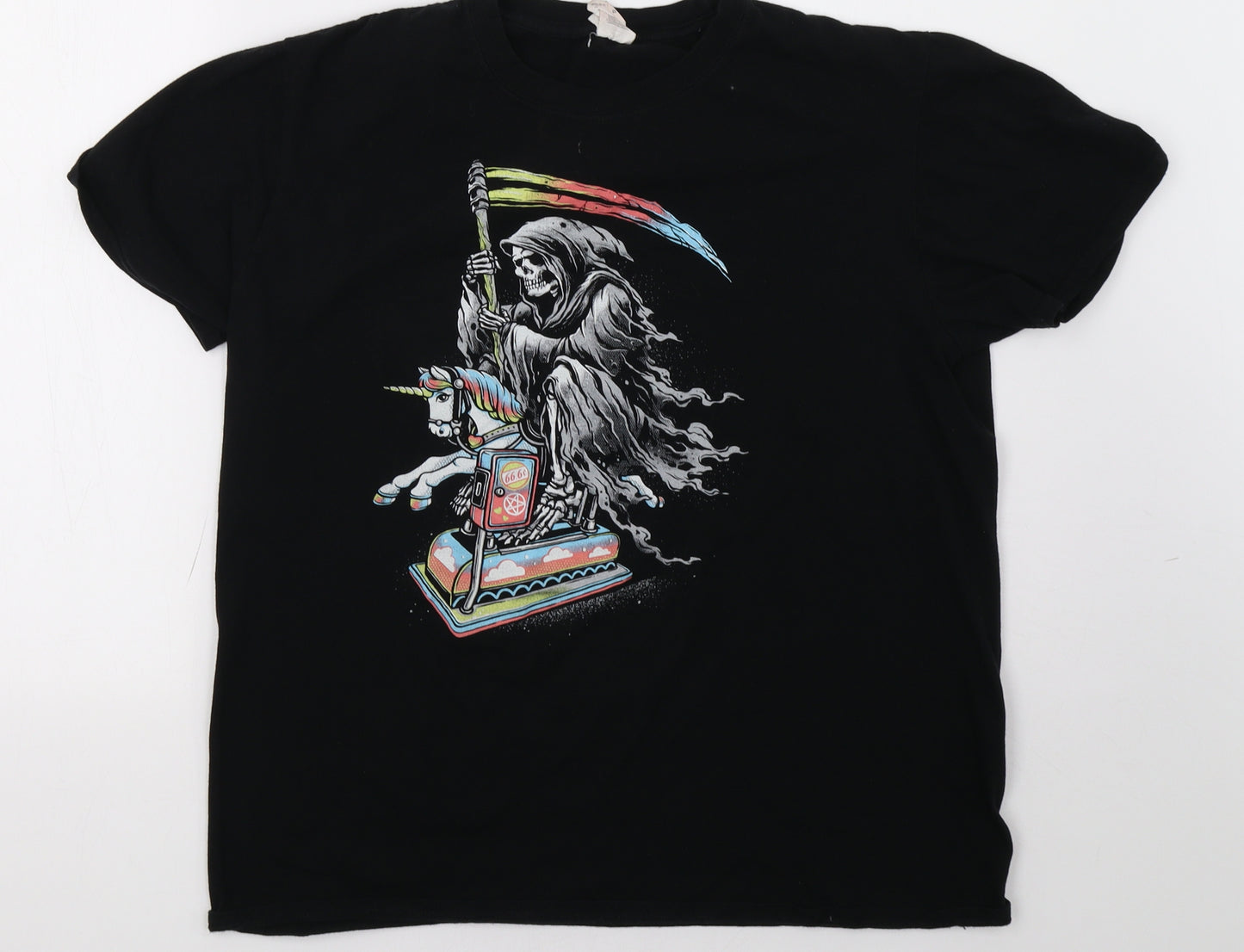 Gilden Mens Black    T-Shirt Size L