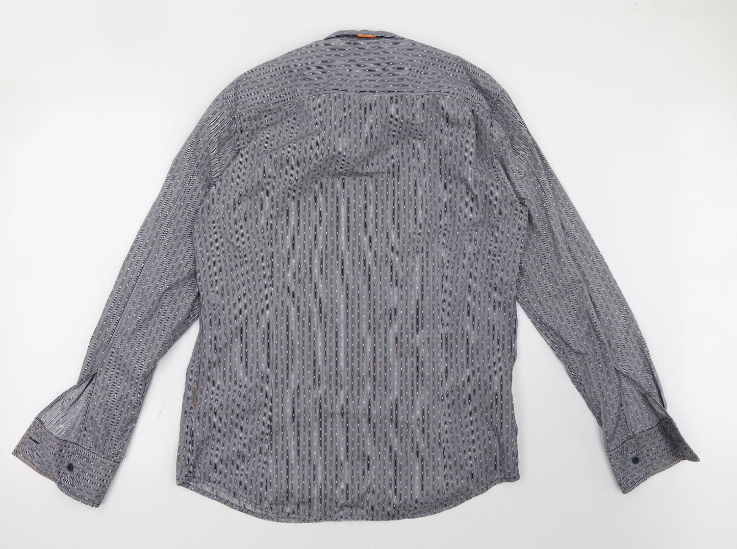 HUGO BOSS Mens Blue Striped   Button-Up Size L