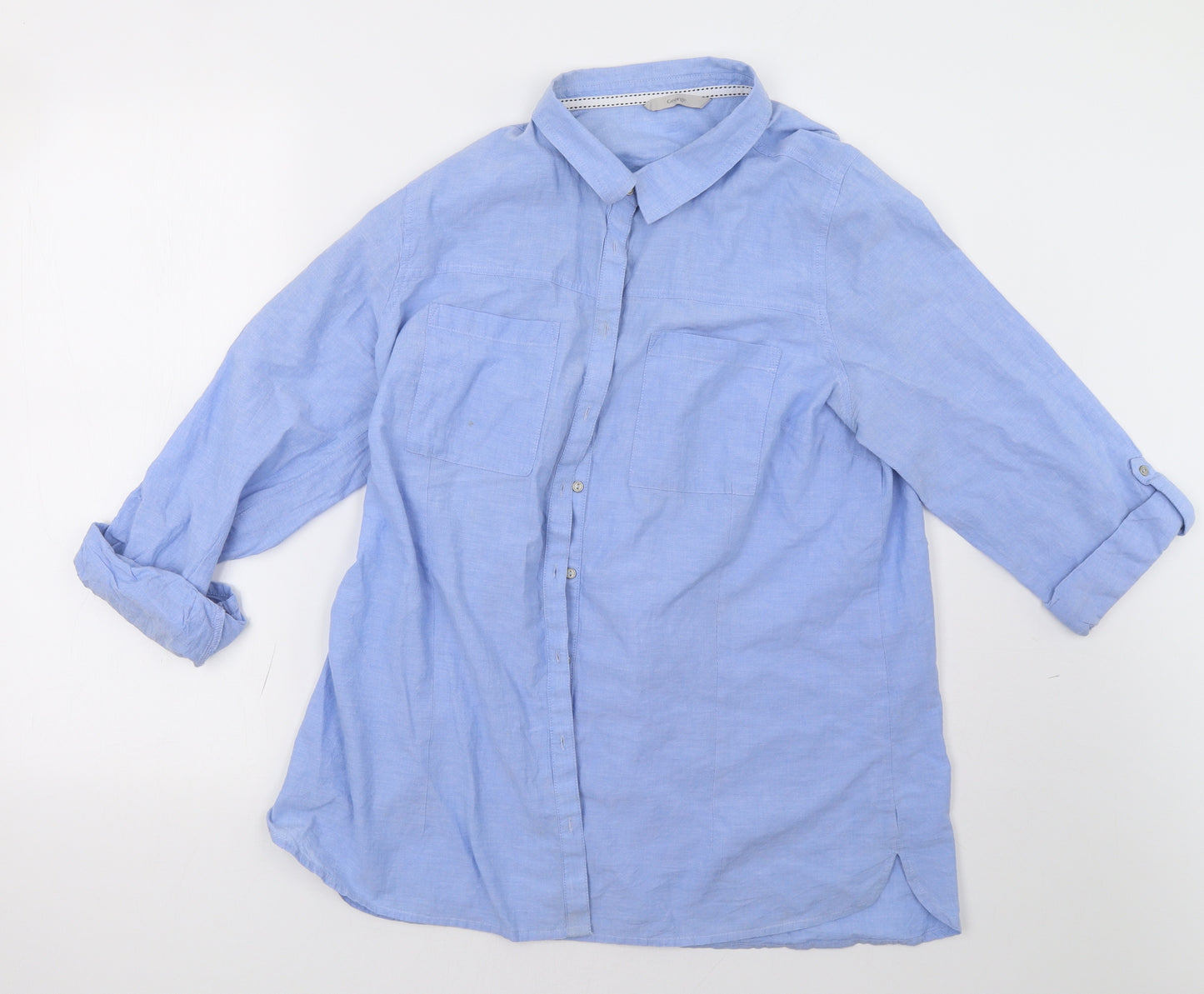 George Womens Blue   Basic Button-Up Size 18