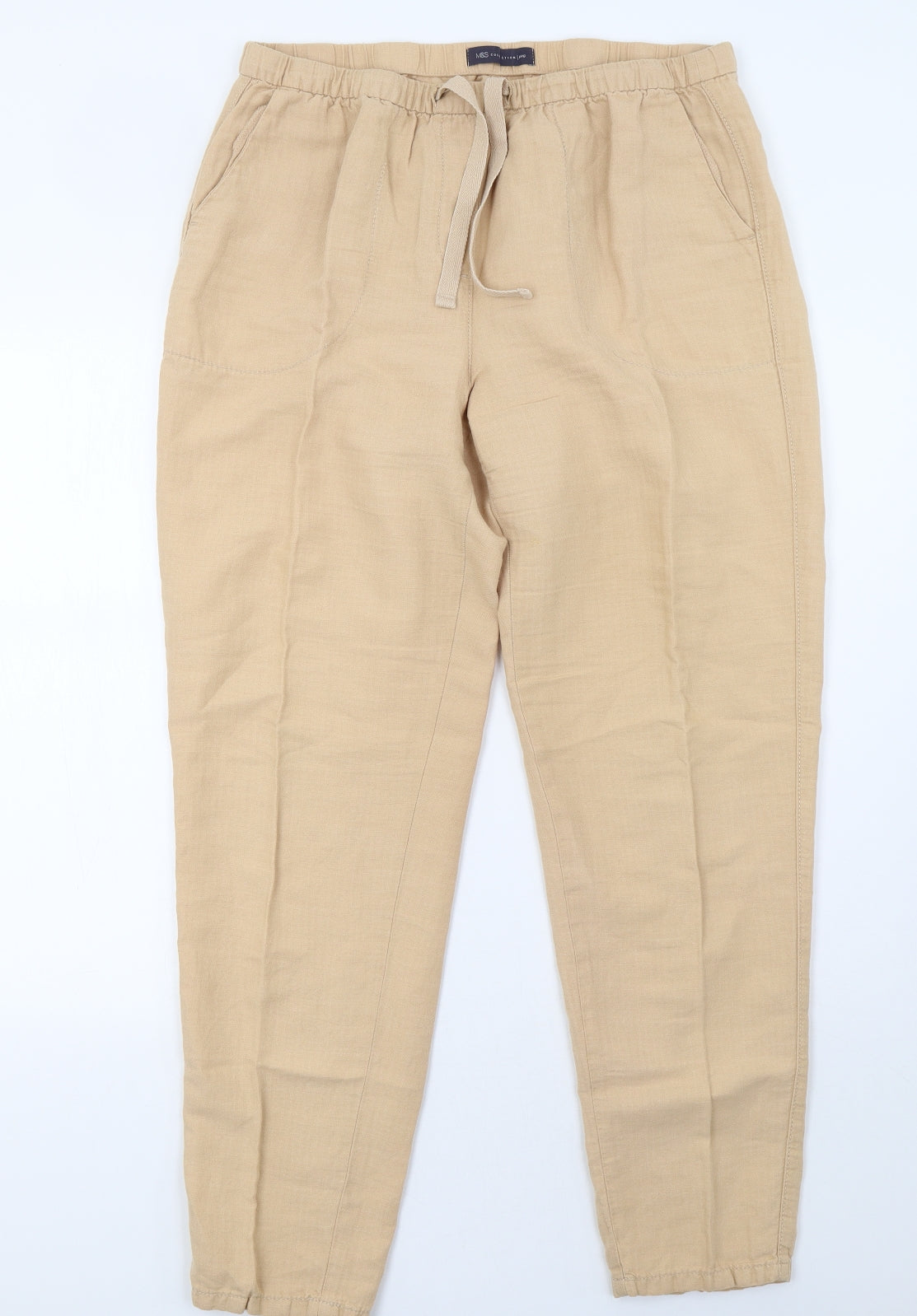 Marks and Spencer Womens Beige   Trousers  Size 14 L32 in
