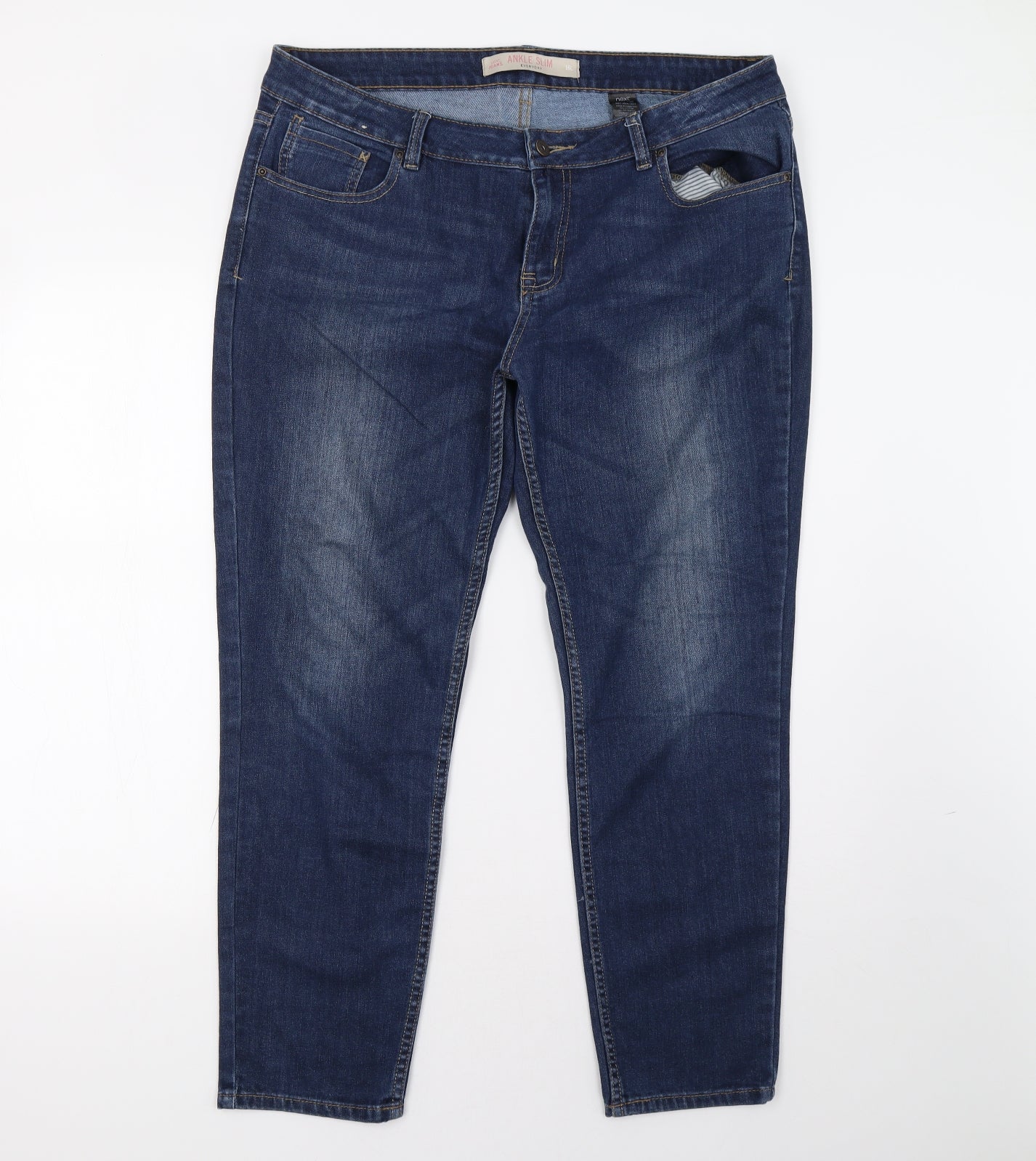 NEXT Womens Blue  Denim Straight Jeans Size 16 L30 in