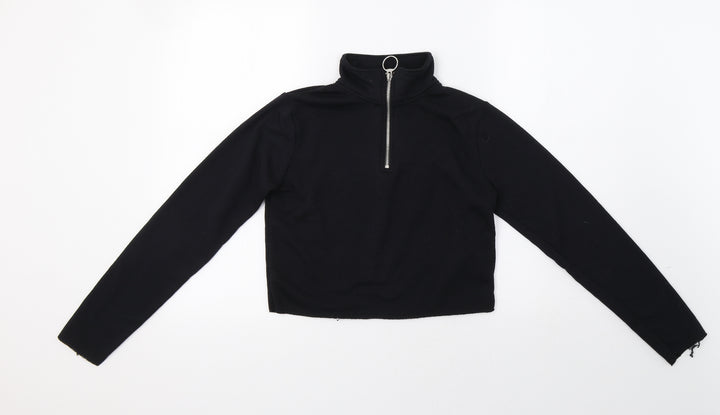 Topshop Womens Black Pullover Sweatshirt Size 6