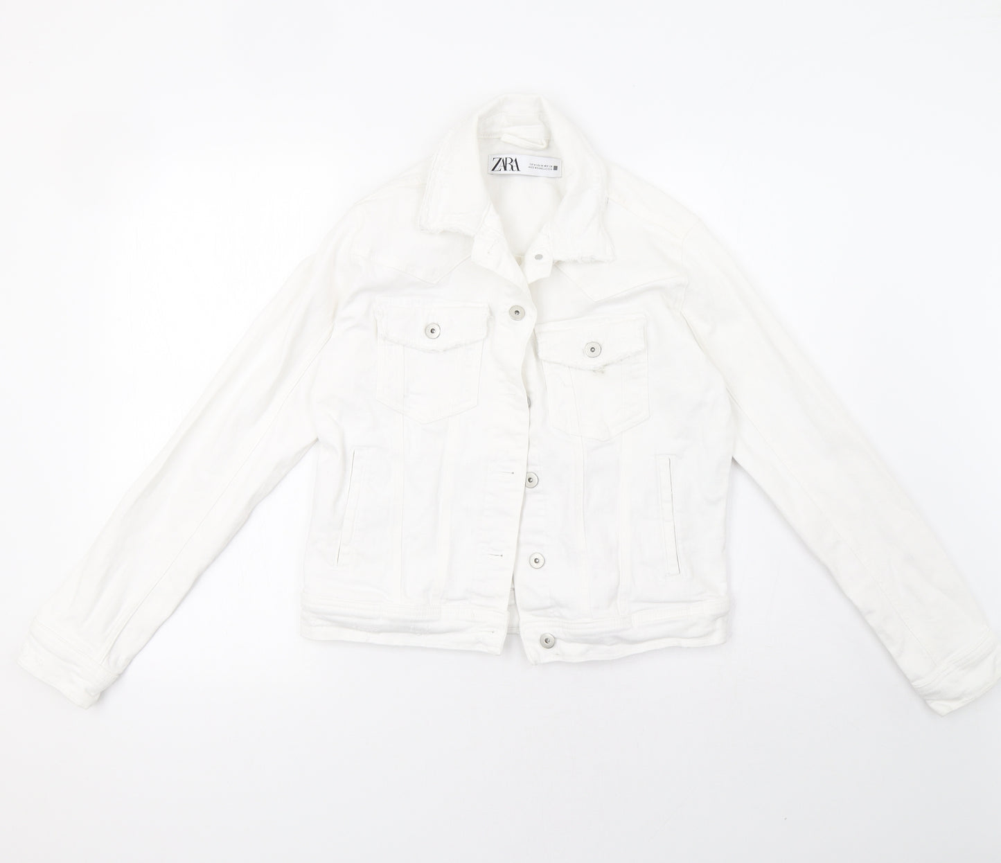 Zara Womens White  Denim Jacket  Size M