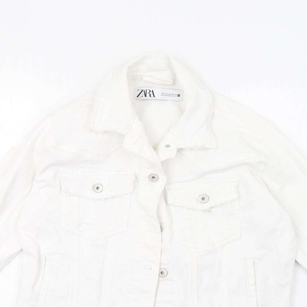 Zara Womens White  Denim Jacket  Size M