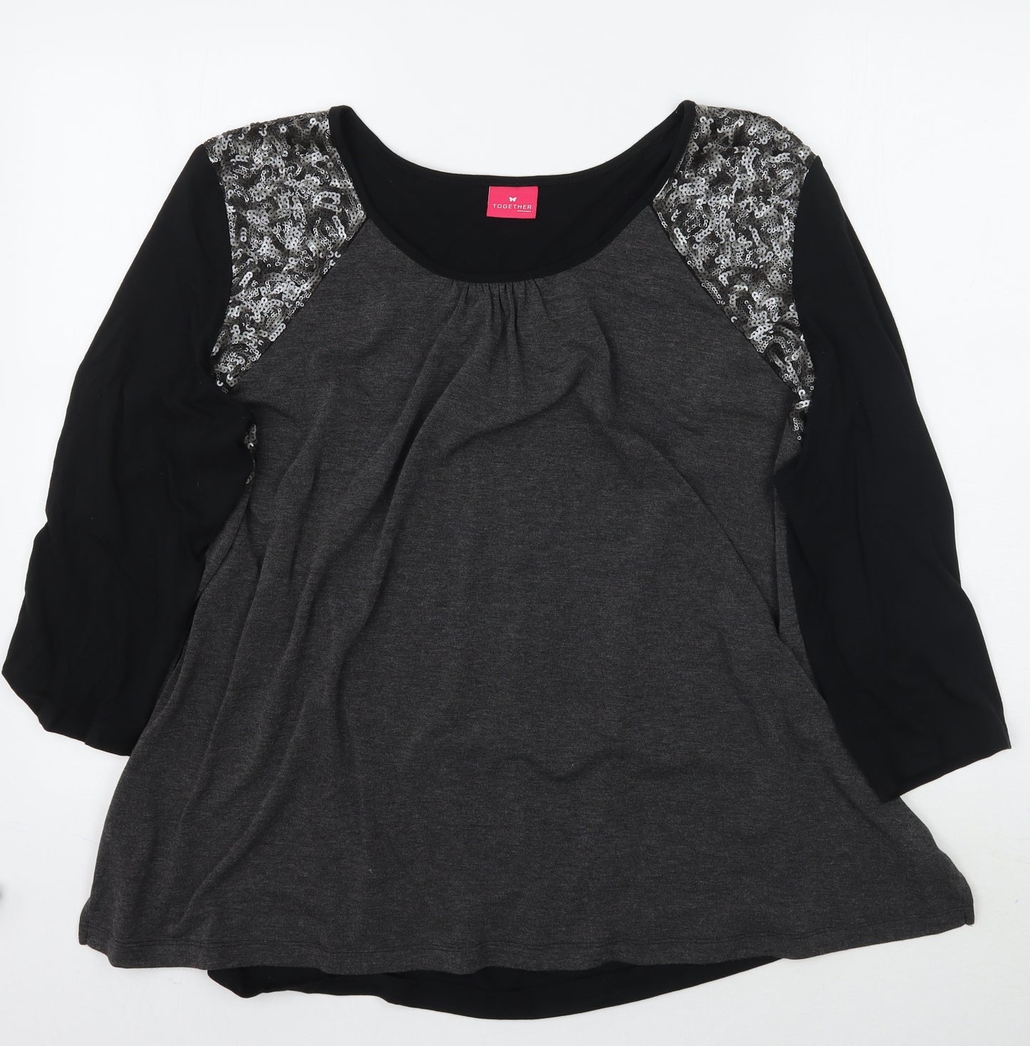 Together Womens Grey   Basic T-Shirt Size 2XL