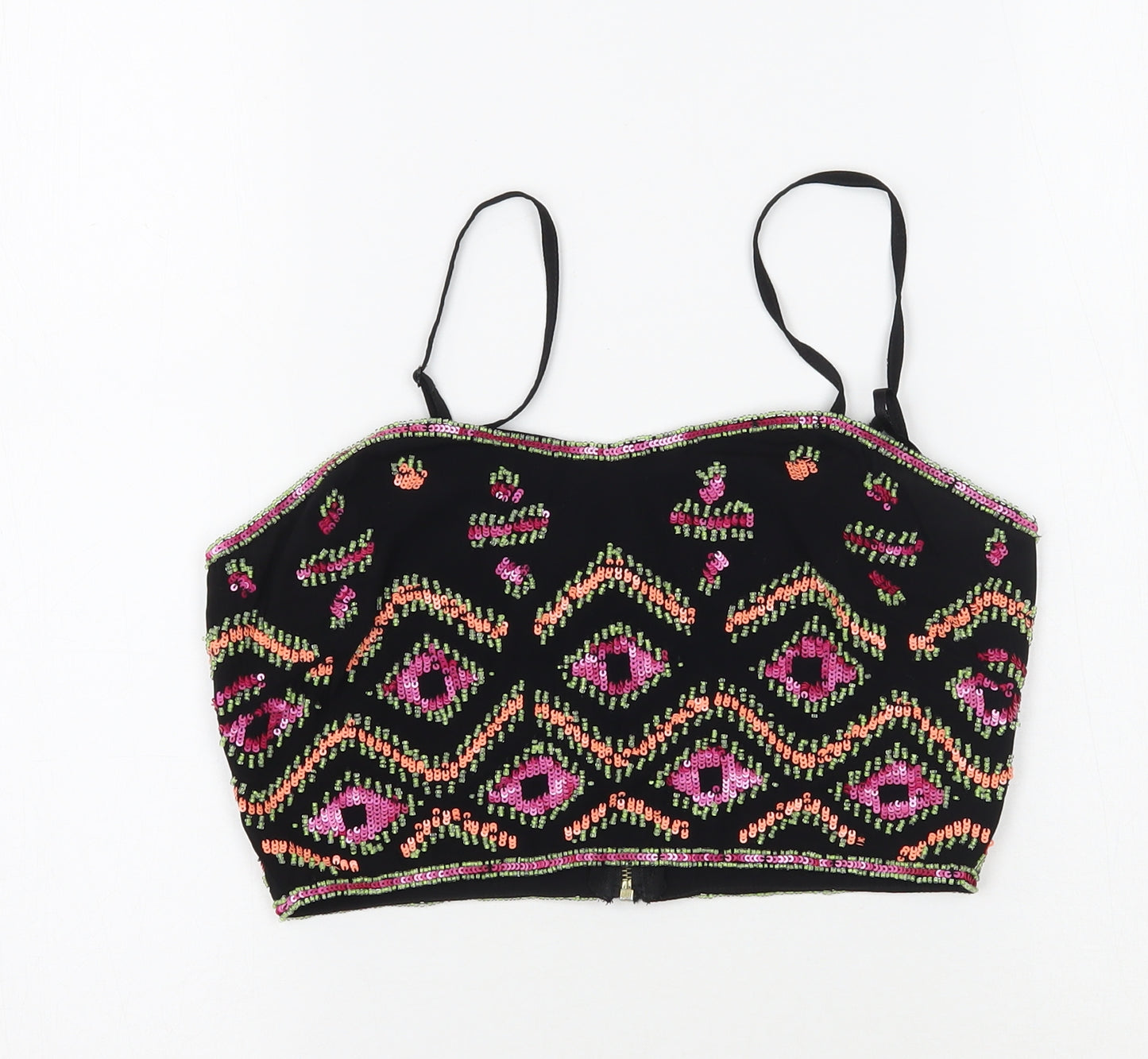 Newlook Womens Black Geometric  Cropped Tank Size 6