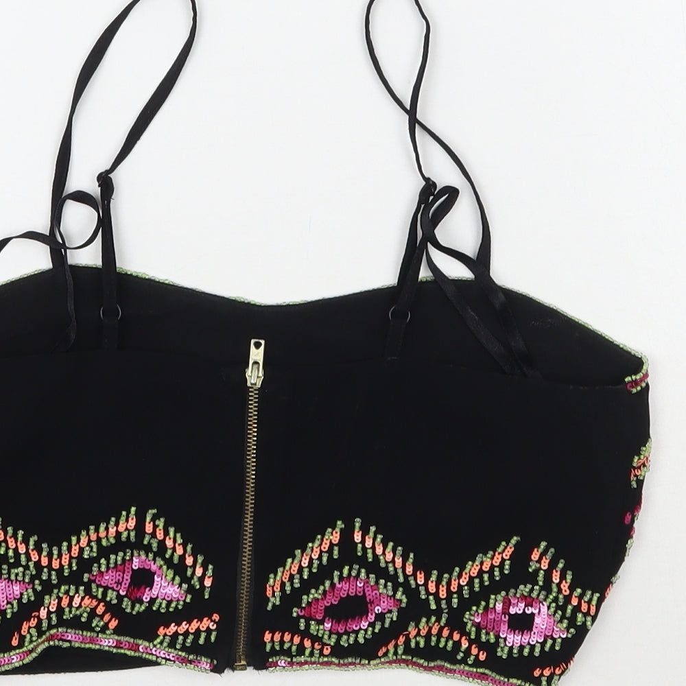 Newlook Womens Black Geometric  Cropped Tank Size 6