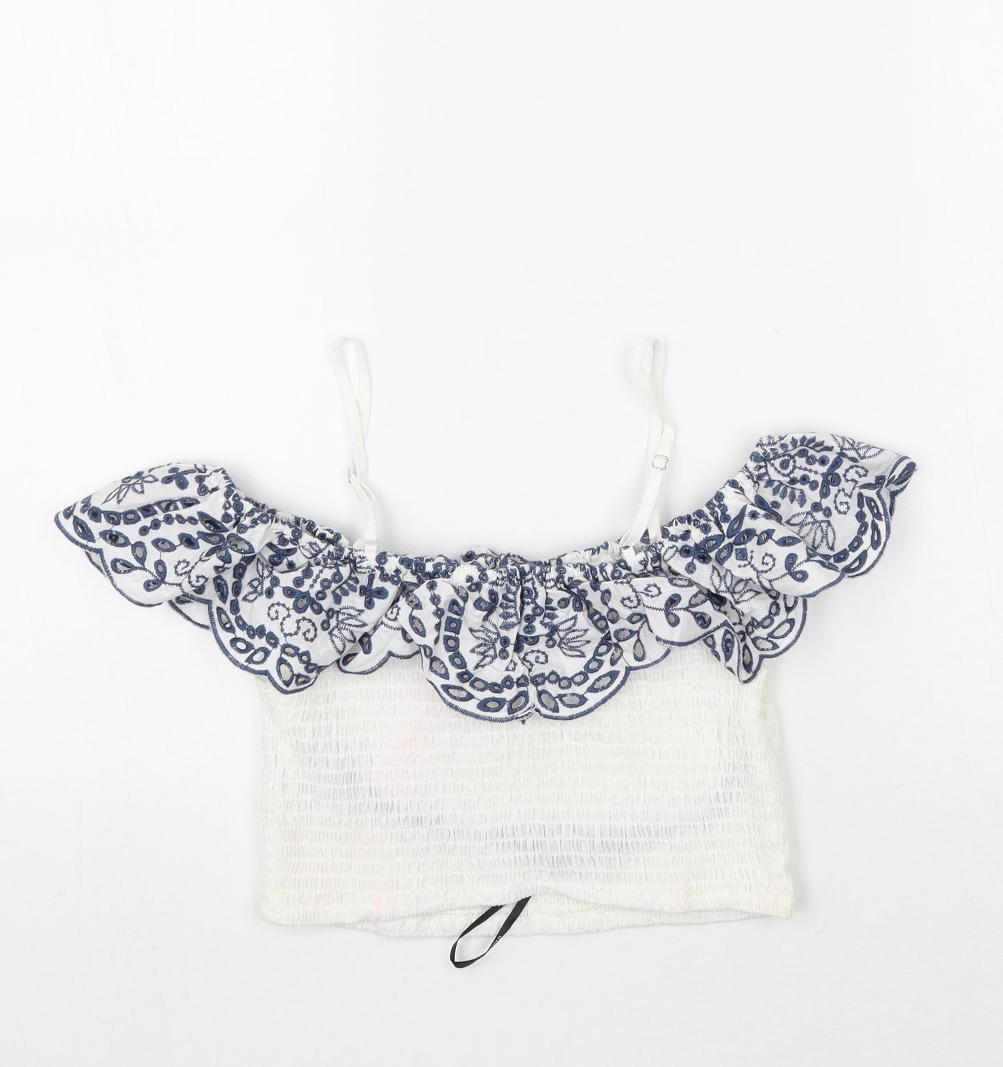 Forever21 Womens White Floral  Cropped T-Shirt Size S
