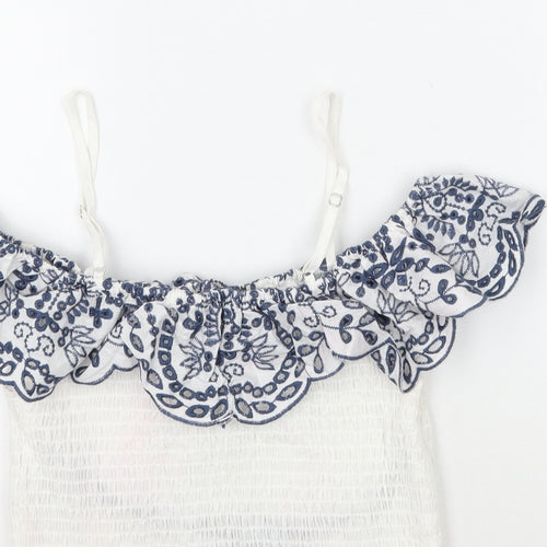 Forever21 Womens White Floral  Cropped T-Shirt Size S