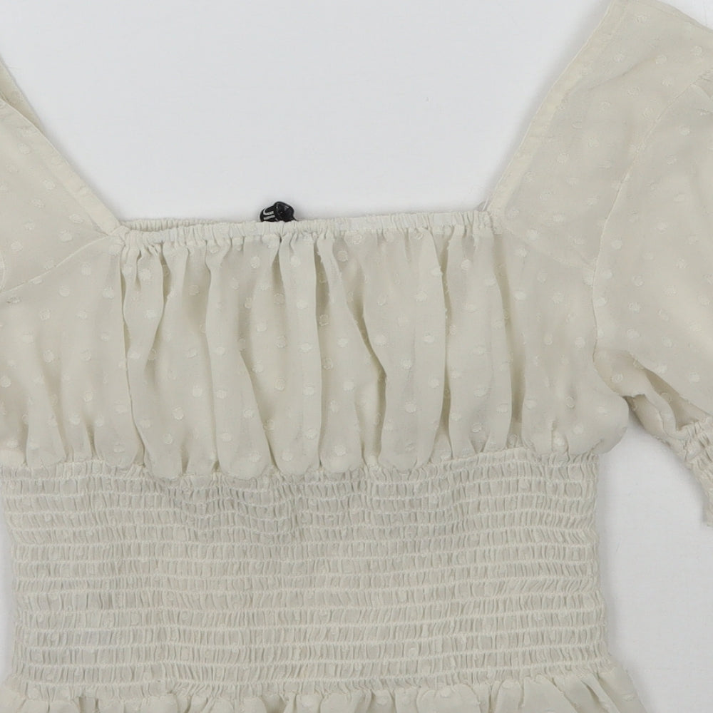 Quiz Womens Ivory   Cropped T-Shirt Size 8