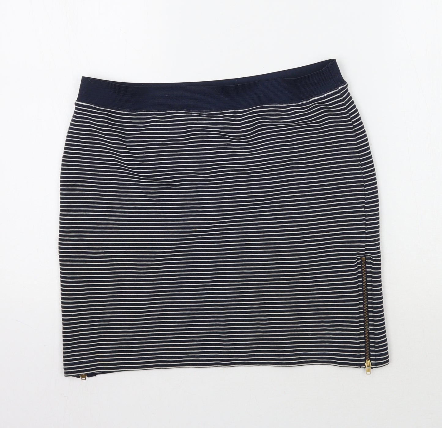 Warehouse Womens Blue Striped Rayon A-Line Skirt Size 14