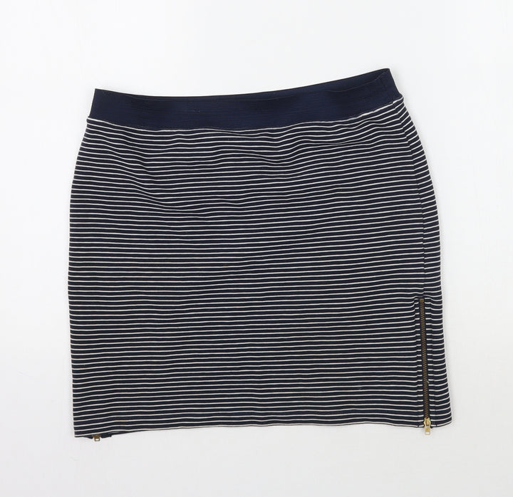 Warehouse Womens Blue Striped Rayon A-Line Skirt Size 14