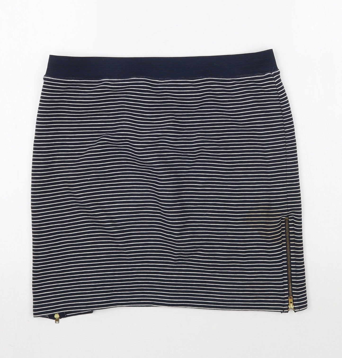 Warehouse Womens Blue Striped Rayon A-Line Skirt Size 14